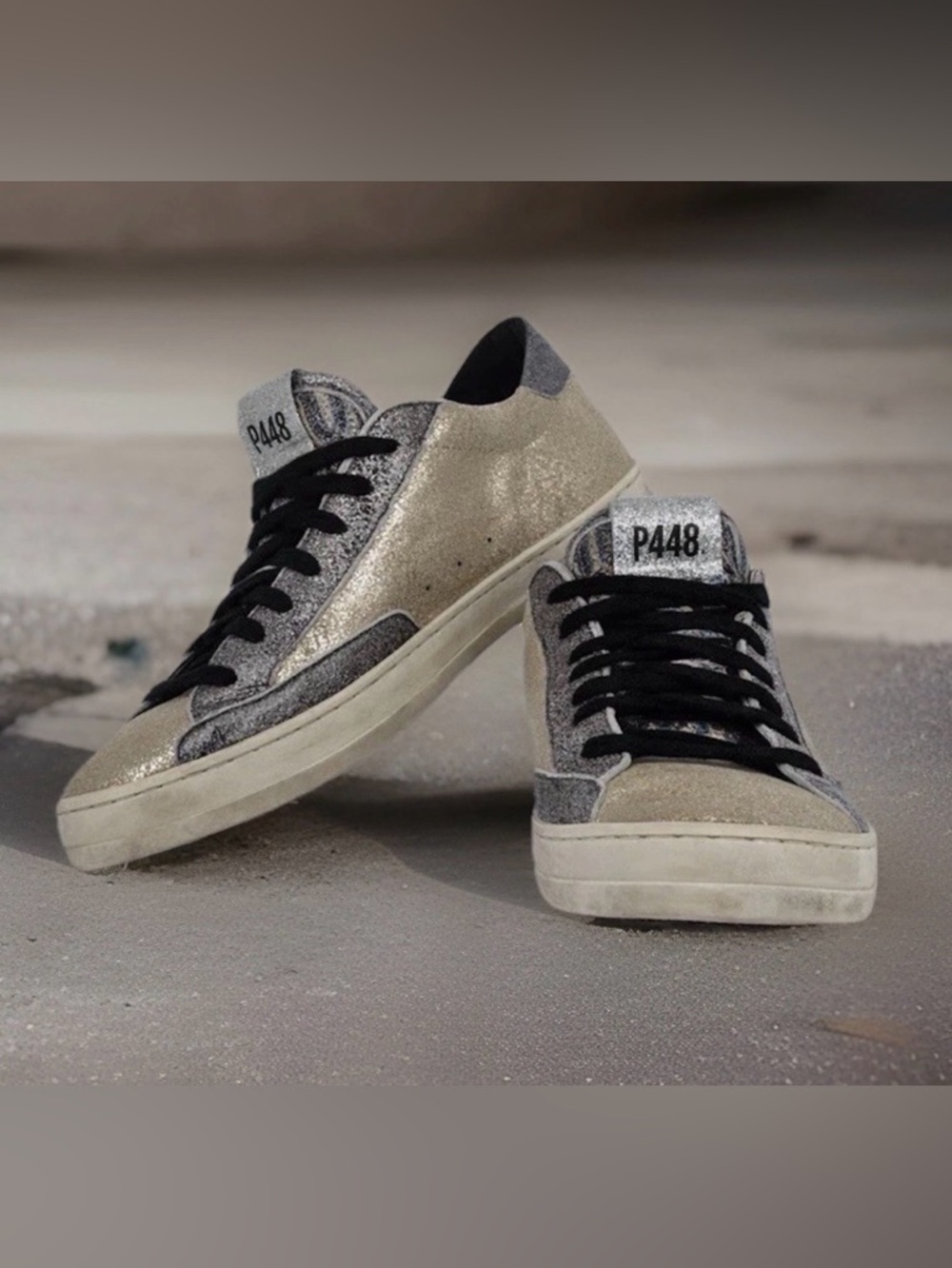 P448 Soft Metallic Gold and Silver Sneakers EU 41 (US 10)